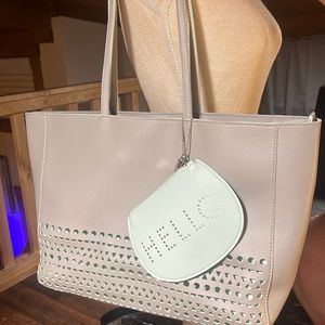 Bath & Body Works Tote Bag Pastel Teal Inside Grey outside NWT